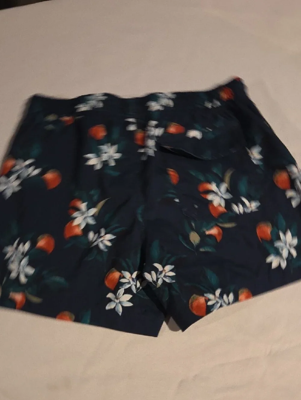 Abercrombie & Fitch Navy Swim Shorts with Tropical Print Trim